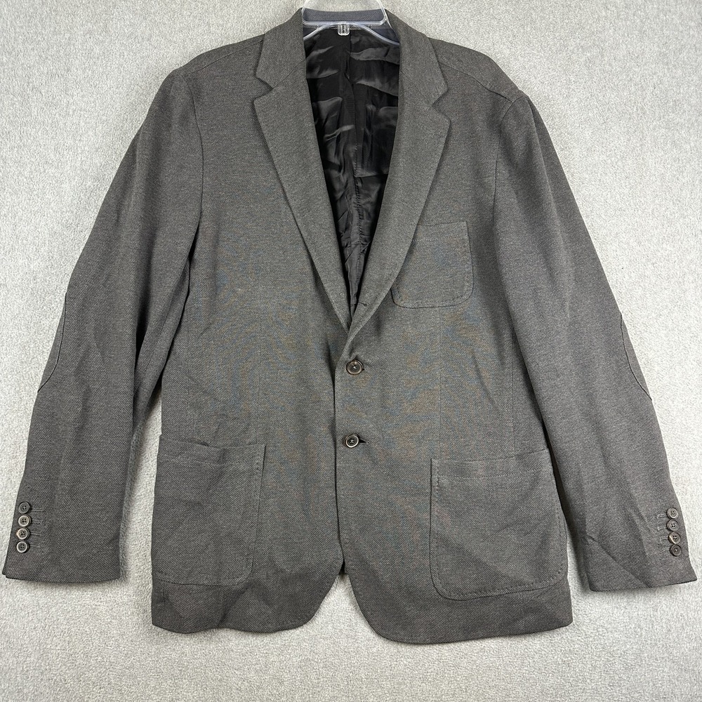 Massimo Dutti Blazer Mens 44 Gray Extrafine Cotton Herringbone Sport Coat Jacket